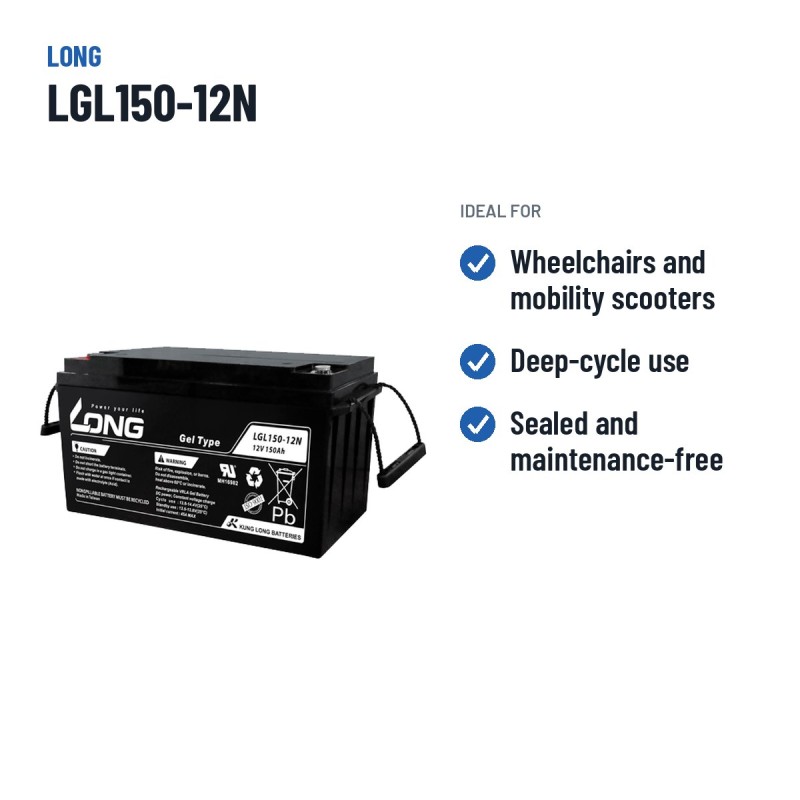 Rollstuhlbatterie Long LGL150-12N 12V 150Ah GEL – empfohlene Einsatzbereiche