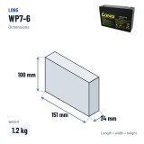 Batteria stazionaria UPS Long WP7-6 6V 7Ah AGM – dimensioni 151 × 34 × 100 mm