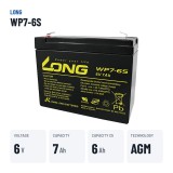 Batteria stazionaria UPS Long WP7-6S 6V 7Ah AGM – dati principali