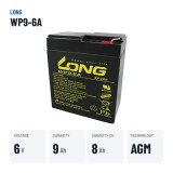 Batería estacionaria SAI/UPS Long WP9-6A 6V 9Ah AGM – datos clave