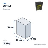 Batterie stationnaire onduleur Long WP13-6 6V 13Ah AGM – dimensions 108 × 70 × 140 mm