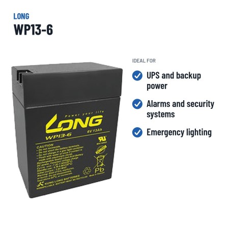 Batterie stationnaire onduleur Long WP13-6 6V 13Ah AGM – utilisations recommandées