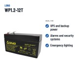 Bateria estacionária UPS Long WP1.2-12T 12V 1.2Ah AGM – utilizações recomendadas