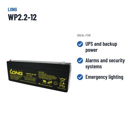 Batería estacionaria SAI/UPS Long WP2.2-12 12V 2.2Ah AGM – usos recomendados