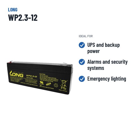 Stationary UPS battery Long WP2.3-12 12V 2.3Ah AGM – recommended uses