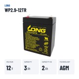Batteria stazionaria UPS Long WP2.9-12TR 12V 2.9Ah AGM – dati principali
