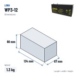 Stationärbatterie USV Long WP3-12 12V 3Ah AGM – Abmessungen 134 × 67 × 66 mm