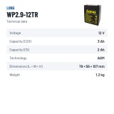 Stationärbatterie USV Long WP2.9-12TR 12V 2.9Ah AGM – technische Daten