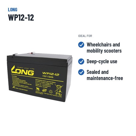 Rollstuhlbatterie Long WP12-12 12V 12Ah AGM – empfohlene Einsatzbereiche