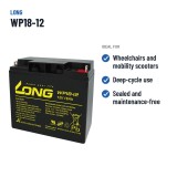 Batteria per carrozzina Long WP18-12 12V 18Ah AGM – usi consigliati