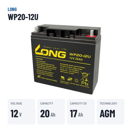 Bateria de cadeira de rodas Long WP20-12U 12V 20Ah AGM