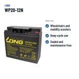 Batterie fauteuil roulant Long WP20-12N 12V 20Ah AGM – utilisations recommandées