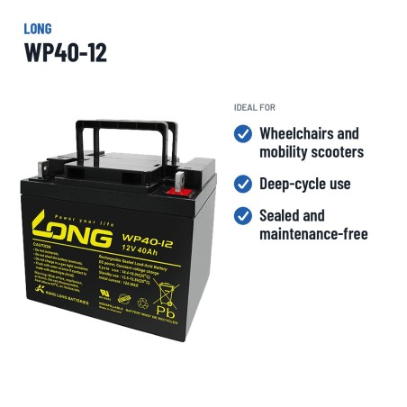 Batteria per carrozzina Long WP40-12 12V 40Ah AGM – usi consigliati