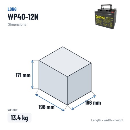Bateria de cadeira de rodas Long WP40-12N 12V 40Ah AGM