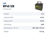 Wheelchair battery Long WP40-12N 12V 40Ah AGM – technical data
