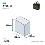Wheelchair battery Long WP55-12 12V 55Ah AGM – dimensions 226 × 135 × 229 mm
