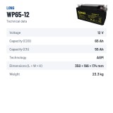 Batteria per carrozzina Long WP65-12 12V 65Ah AGM – scheda tecnica