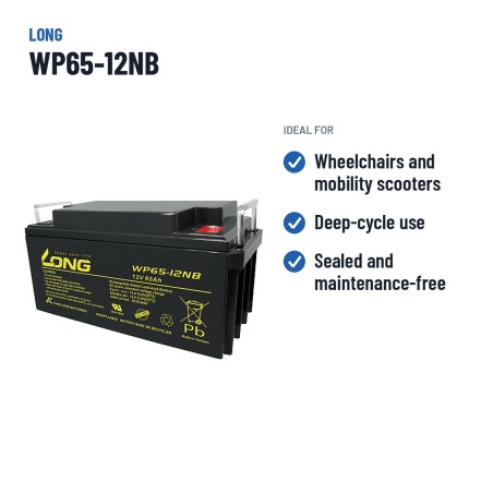 Wheelchair battery Long WP65-12NB 12V 65Ah AGM – recommended uses