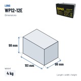 Rollstuhlbatterie Long WP12-12E 12V 12Ah AGM | baterias.com