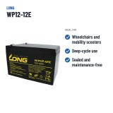 Rollstuhlbatterie Long WP12-12E 12V 12Ah AGM | baterias.com