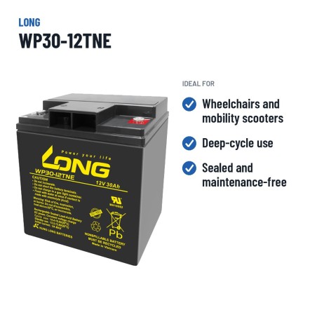 Rollstuhlbatterie Long WP30-12TNE 12V 30Ah AGM – empfohlene Einsatzbereiche