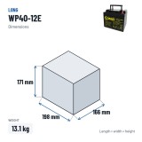 Bateria de cadeira de rodas Long WP40-12E 12V 40Ah AGM – medidas 198 × 166 × 171 mm