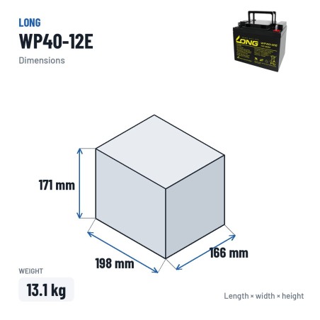 Batteria per carrozzina Long WP40-12E 12V 40Ah AGM | baterias.com