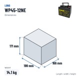 Batteria per carrozzina Long WP45-12NE 12V 45Ah AGM – dimensioni 199 × 166 × 171 mm