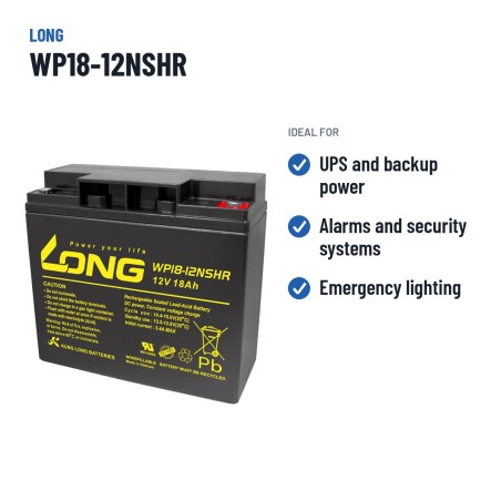 Batterie stationnaire onduleur Long WP18-12NSHR 12V 18Ah AGM – utilisations recommandées