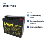 Bateria estacionária UPS Long WP18-12SHR 12V 18Ah AGM – utilizações recomendadas
