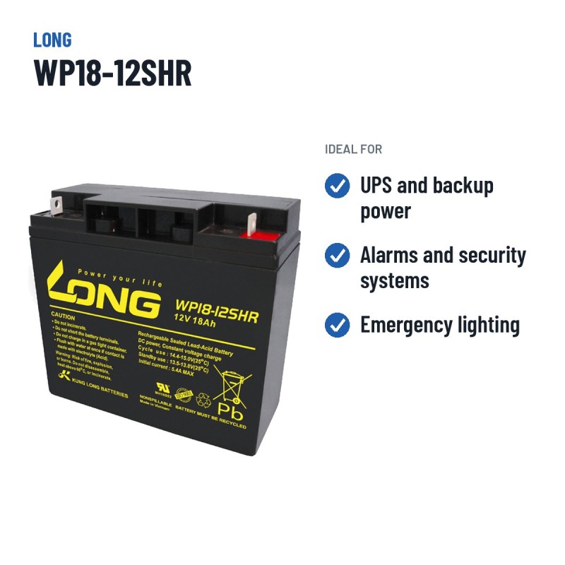 Stationary UPS battery Long WP18-12SHR 12V 18Ah AGM – recommended uses