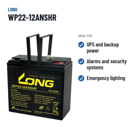 Batería estacionaria SAI/UPS Long WP22-12ANSHR 12V 22Ah AGM – usos recomendados
