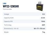 Batterie stationnaire onduleur Long WP22-12NSHR 12V 22Ah AGM – fiche technique