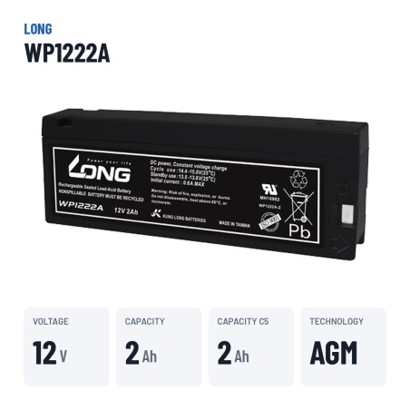 Batería estacionaria SAI/UPS Long WP1222A 12V 2Ah AGM