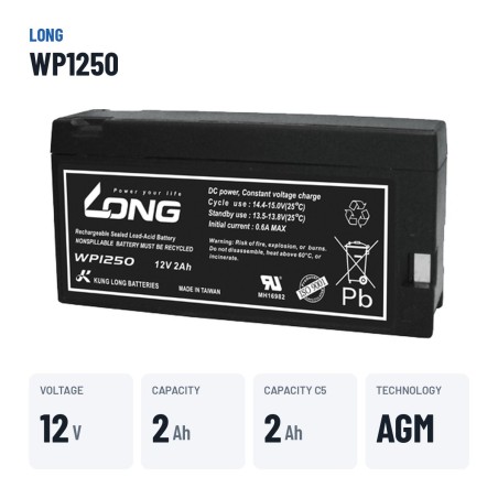 Batterie stationnaire onduleur Long WP1250 12V 2Ah AGM