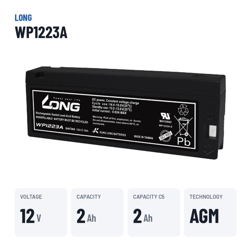 Stationärbatterie USV Long WP1223A 12V 2.1Ah AGM – wichtigste Daten