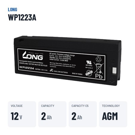 Stationärbatterie USV Long WP1223A 12V 2.1Ah AGM – wichtigste Daten