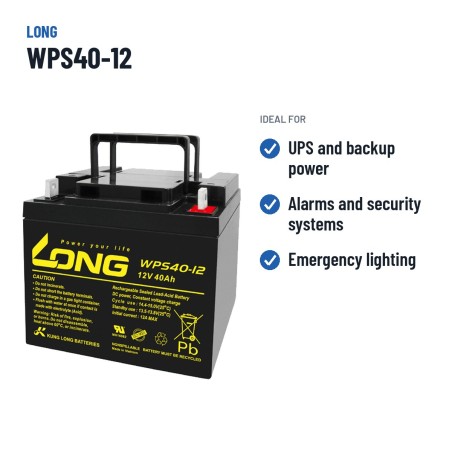 Batteria stazionaria UPS Long WPS40-12 12V 40Ah AGM – usi consigliati