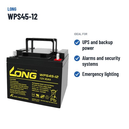 Batteria stazionaria UPS Long WPS45-12 12V 45Ah AGM – usi consigliati