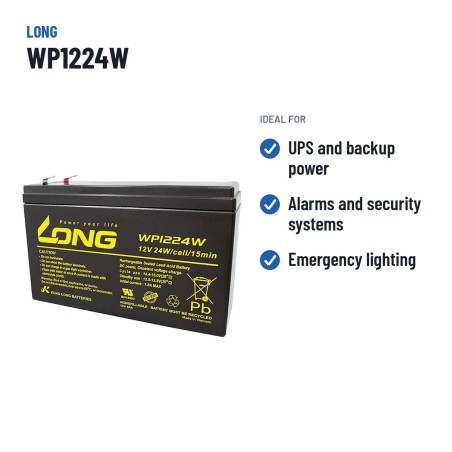 Bateria estacionária UPS Long WP1224W 12V 6Ah AGM – utilizações recomendadas