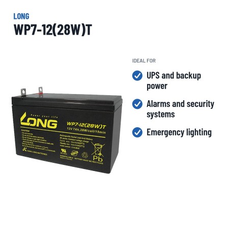 Batterie stationnaire onduleur Long WP7-12(28W)T 12V 7Ah AGM