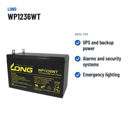 Stationary UPS battery Long WP1236WT 12V 9Ah AGM – recommended uses