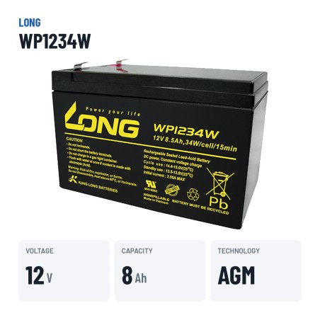 Stationärbatterie USV Long WP1234W 12V 8.5Ah AGM – wichtigste Daten