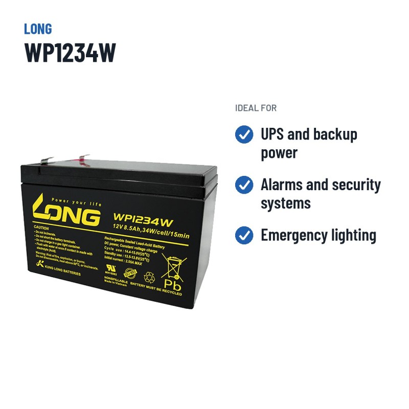 Stationärbatterie USV Long WP1234W 12V 8.5Ah AGM – empfohlene Einsatzbereiche