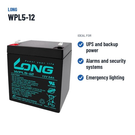 Stationärbatterie USV Long WPL5-12 12V 5Ah AGM – empfohlene Einsatzbereiche