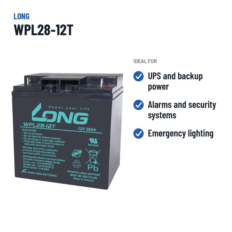 Stationärbatterie USV Long WPL28-12T 12V 28Ah AGM – empfohlene Einsatzbereiche