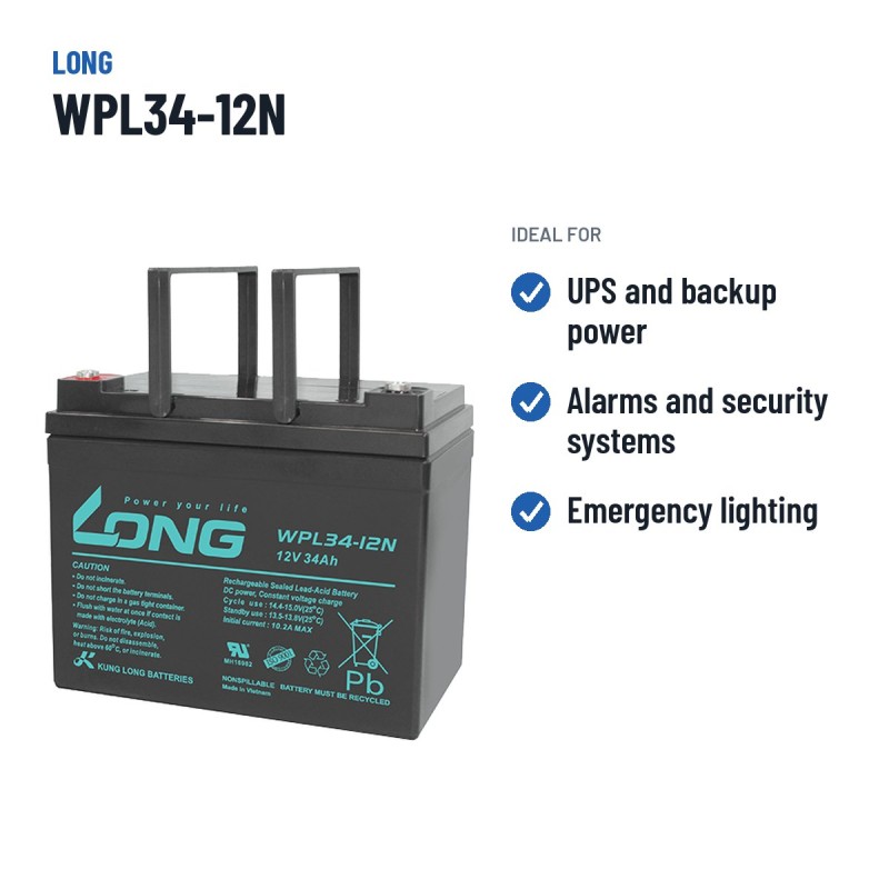 Stationärbatterie USV Long WPL34-12N 12V 34Ah AGM – empfohlene Einsatzbereiche