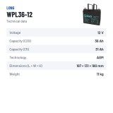 Batteria stazionaria UPS Long WPL36-12 12V 36Ah AGM – scheda tecnica