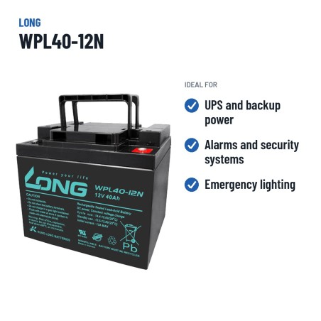 Batterie stationnaire onduleur Long WPL40-12N 12V 40Ah AGM – utilisations recommandées