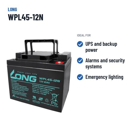 Batterie stationnaire onduleur Long WPL45-12N 12V 45Ah AGM – utilisations recommandées